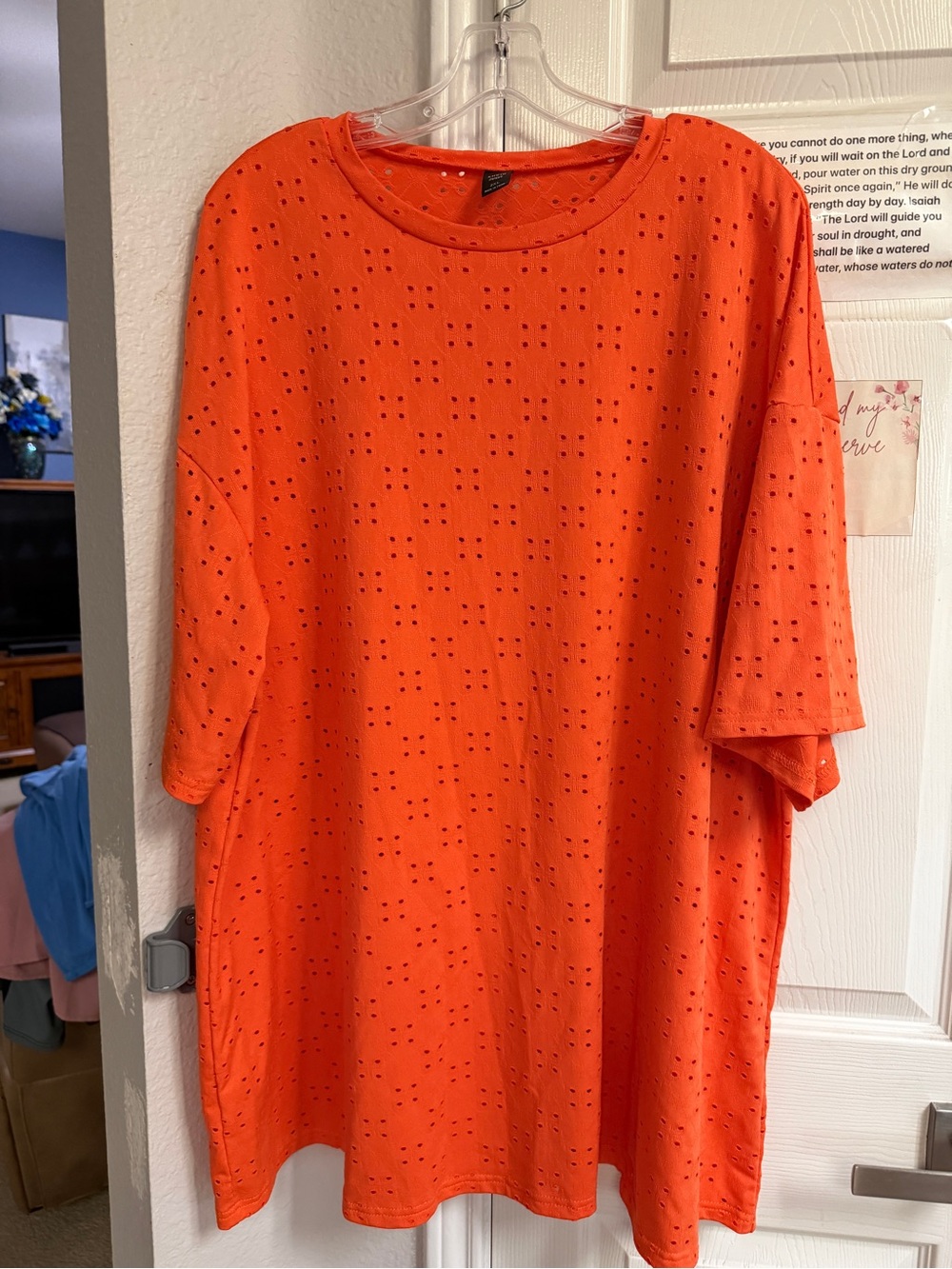 SHEIN Curve Orange Eyelet Tee 2XL